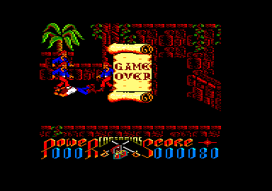 Corsarios (Amstrad CPC) screenshot: I died. Game over.