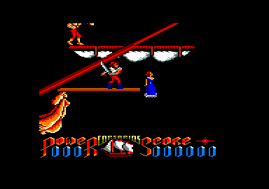 Corsarios (Amstrad CPC) screenshot: Because I died, the maiden is being sent to Davy Jones' locker...