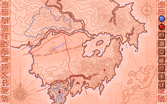 Mōryō Senki Madara: Daikongō Rinhen (PC-98) screenshot: The "world map" is not interactive
