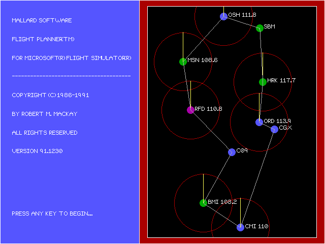 Flight Planner for Microsoft Flight Simulator (DOS) screenshot: The title screen