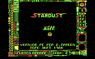 Star Dust (DOS) screenshot: Game menu