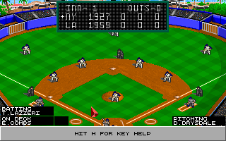 Epic Baseball (DOS) screenshot: Players take the field.