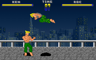 Fatal Challenge (DOS) screenshot: Roc leaps.