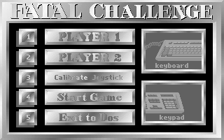 Fatal Challenge (DOS) screenshot: Main menu.