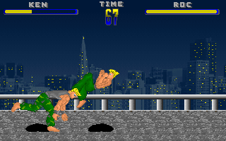 Fatal Challenge (DOS) screenshot: Roc throws Ken.