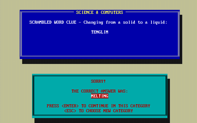 Expert Common Knowledge (DOS) screenshot: The wrong answer.