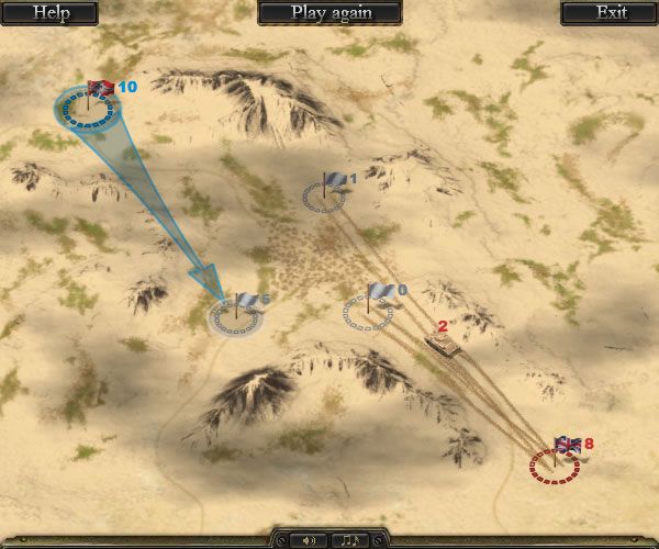 Theatre of War 2: Africa 1943 (Browser) screenshot: Sending tanks towards a neutral base