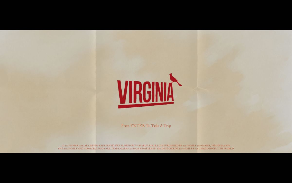 Virginia (Windows) screenshot: Title screen