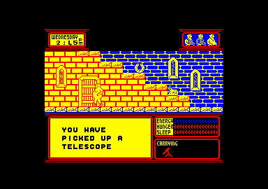 Streaker (Amstrad CPC) screenshot: I picked up a telescope.