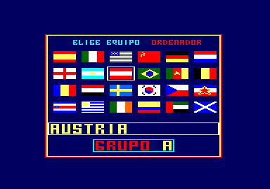 Mundial de Fútbol (Amstrad CPC) screenshot: Selecting our team