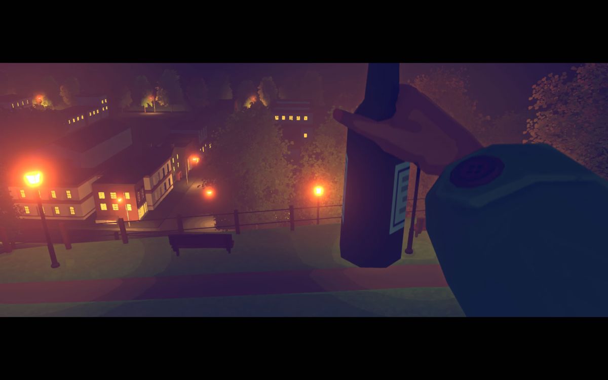 Virginia (Windows) screenshot: At night, drinking a beer.