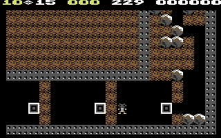 Super Boulder Dash (Commodore 64) screenshot: Boulder Dash II: Cave A - avoid the fireflies to get to the diamonds
