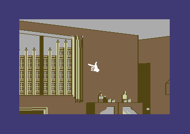 Yes Prime Minister: The Computer Game (Commodore 64) screenshot: Starting the game in the Prime Minister's office.