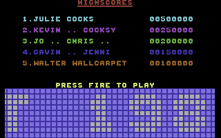 Raw Recruit (Commodore 64) screenshot: High score table