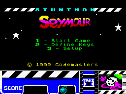 Stuntman Seymour (ZX Spectrum) screenshot: Main menu.