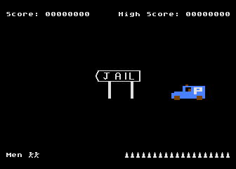 Cops n' Robbers (Atari 8-bit) screenshot: Jailed