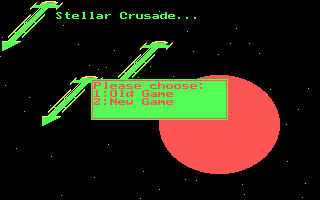 Stellar Crusade (DOS) screenshot: Title screen (CGA)