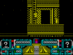 Dalek Attack (ZX Spectrum) screenshot: Use the ladder to ascend the building