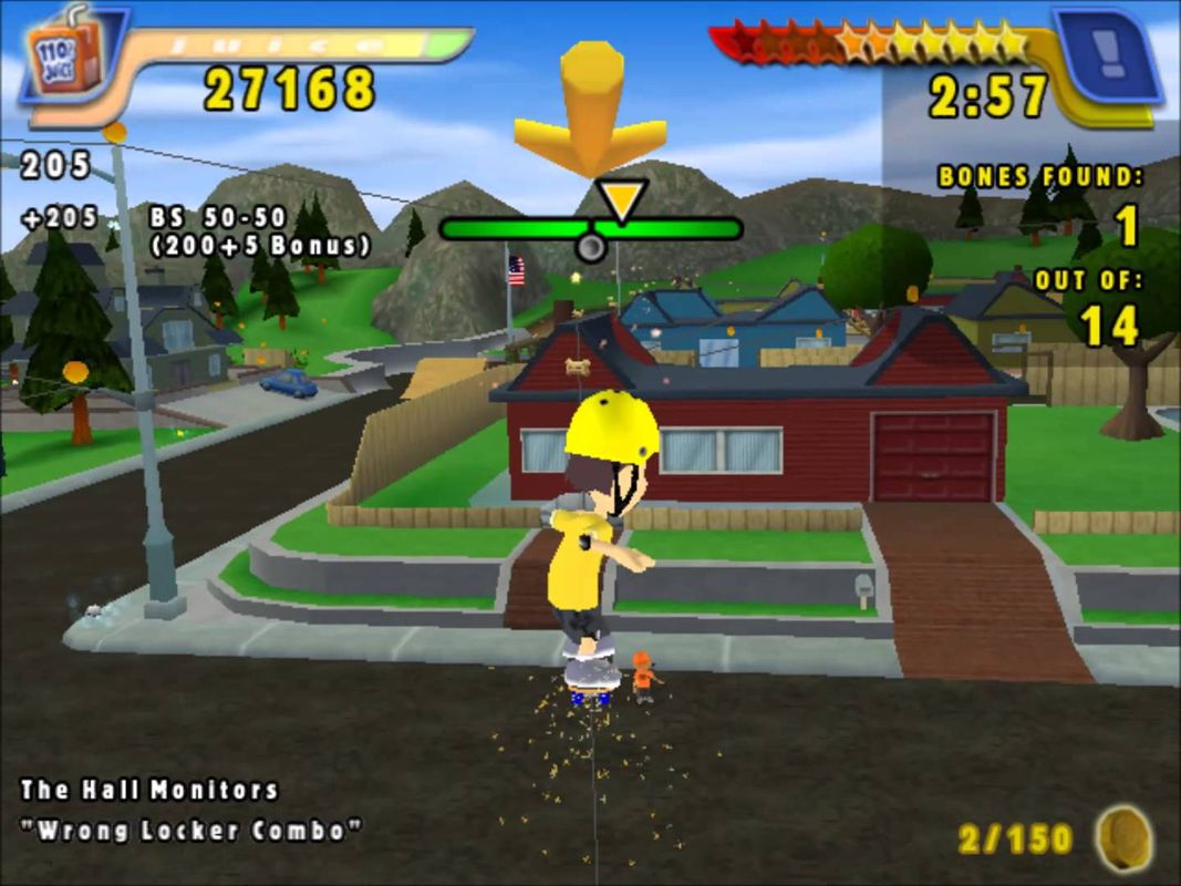 Backyard Skateboarding (Windows) screenshot: Gameplay in the Urban Neighborhood