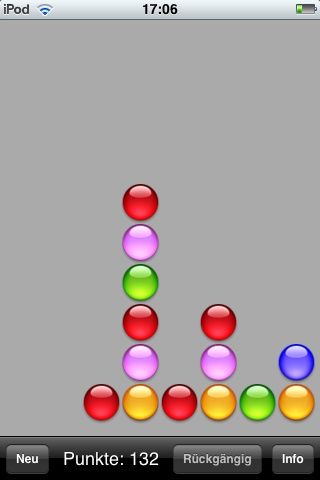 reMovem (iPhone) screenshot: The end of a six-colors-game.