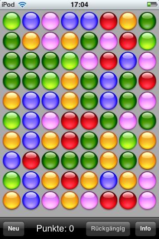 reMovem (iPhone) screenshot: The start of a six-colors-game.