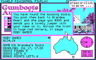 Gumboots Australia (DOS) screenshot: Mission completed!