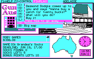 Gumboots Australia (DOS) screenshot: Just like in real life maybe you shouldn't by a $20 Rolox.