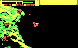 Blasteroids (DOS) screenshot: Shooting (CGA)