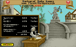 Kaiser (DOS) screenshot: Taxation! Yay!