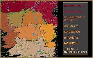 Kaiser (DOS) screenshot: The territories.
