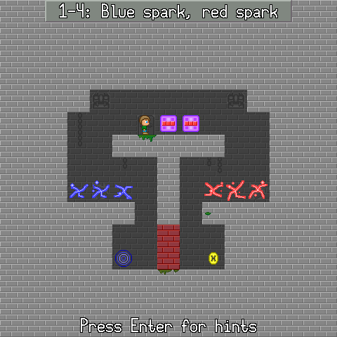 Castle of Elite (Windows) screenshot: 1-4: Blue spark, red spark