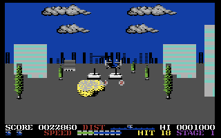 ThunderBlade (Commodore 64) screenshot: One of the 3D stages in the game