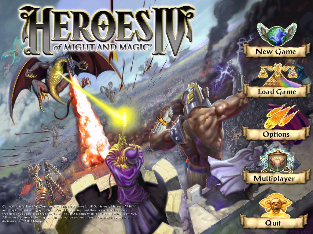 Heroes of Might and Magic IV (Windows) screenshot: The main menu