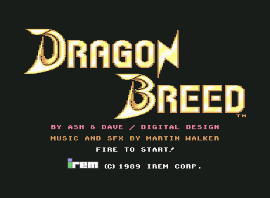 Dragon Breed (Commodore 64) screenshot: Main menu screen.