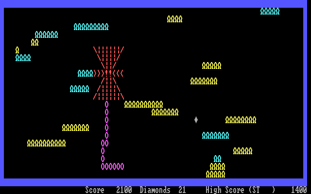 Squirm (DOS) screenshot: Caught... but not before setting a new high score.