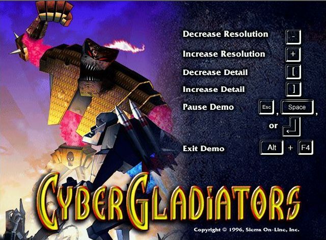 CyberGladiators (Windows) screenshot: Game configuration controls<br><br>Demo Version