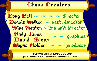 Dungeon Master: Chaos Strikes Back - Expansion Set #1 (Atari ST) screenshot: Credits - Chaos Creators