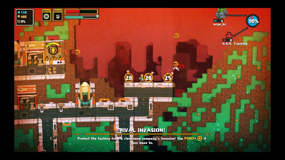 PixelJunk: Nom Nom Galaxy (PlayStation 4) screenshot: Rival invasion