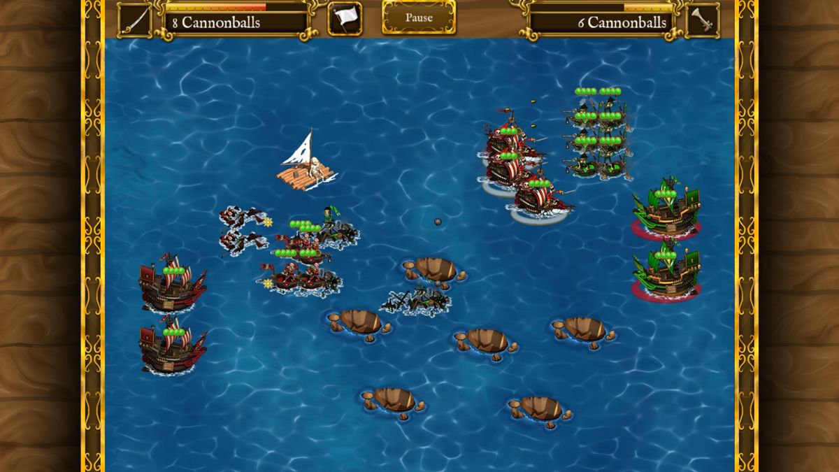 Pirates vs Corsairs: Davy Jones's Gold (Windows) screenshot: The battle screen.