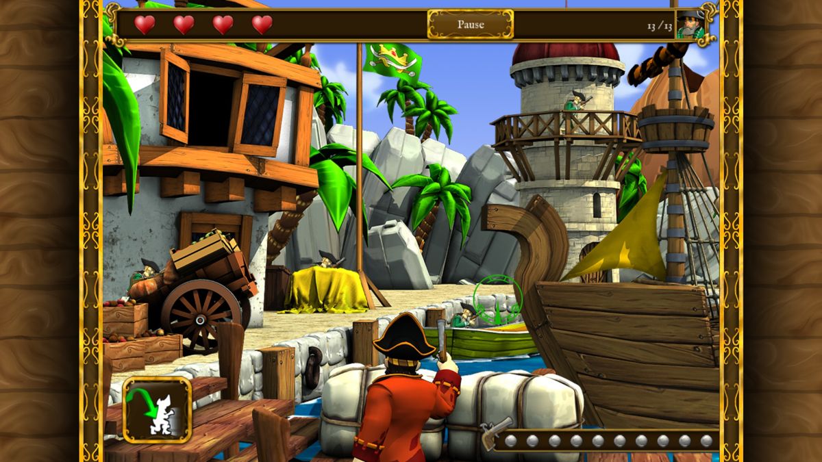 Pirates vs Corsairs: Davy Jones's Gold (Windows) screenshot: The port attack screen.