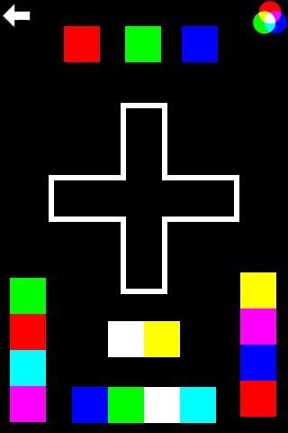 Chromixa (iPhone) screenshot: Seven pieces available to get that cross filled.
