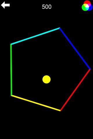 Chromixa (iPhone) screenshot: The bouncing-ball mini-game