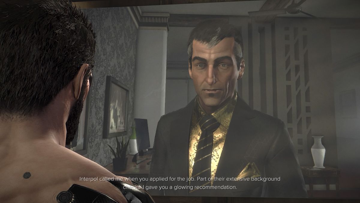 Deus Ex: Mankind Divided (PlayStation 4) screenshot: Mankind Divided - Vidtalk with David Sarif