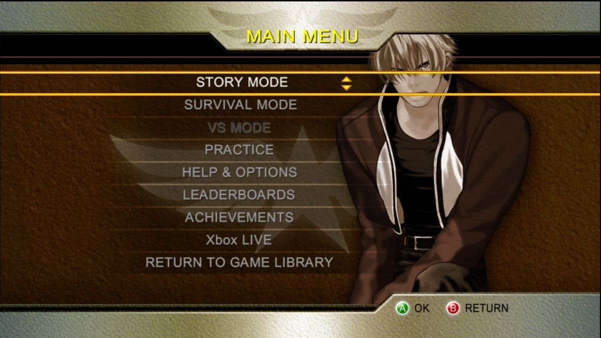 Garou: Mark of the Wolves (Xbox 360) screenshot: Main menu.