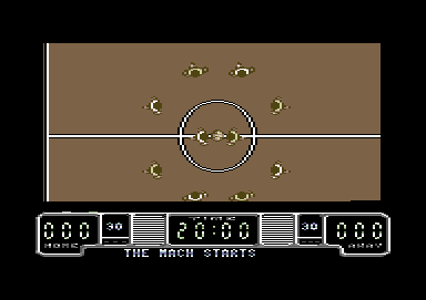 Drazen Petrovic Basket (Commodore 64) screenshot: At the tip off.