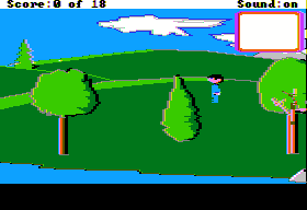 Mixed-Up Mother Goose (Apple II) screenshot: Trees.