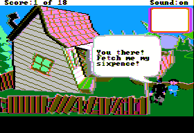 Mixed-Up Mother Goose (Apple II) screenshot: The crooked man.