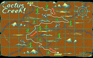 Moonshine Racers (DOS) screenshot: First race map (EGA)