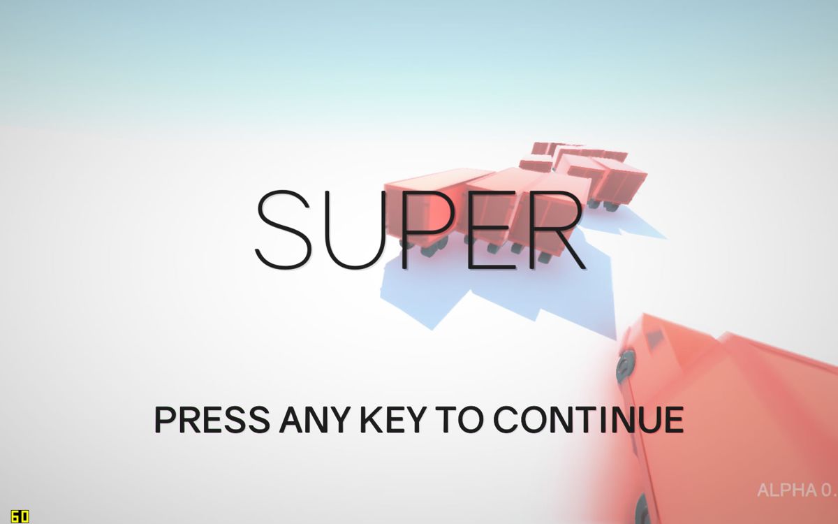 Super Truck (Windows) screenshot: The level ends with the words "Super" and "Truck" alternating on the screen similar to <i>Superhot</i>.