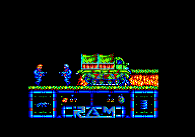 R.A.M. (Amstrad CPC) screenshot: A troop carrier. With troops.